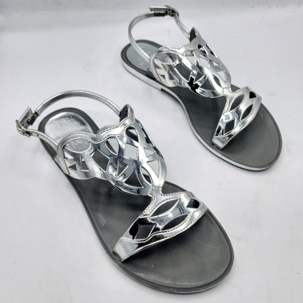 STUART WEITZMAN Gelfisher Laser-Cut Jelly Sandals In Graphite Size 8 - Picture 2 of 13